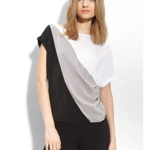 Colorblock Asymmetrical Silk Top